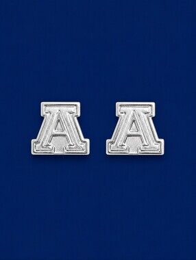 DULCE Sterling Silver Initial Capital A Crimson Tide Alabama Post Earrings